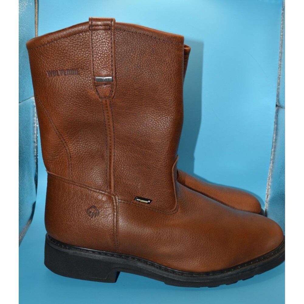 Wolverine DuraShocks Work Boots Sz 12 EW Brown Leather Steel Toe Slip Resistant